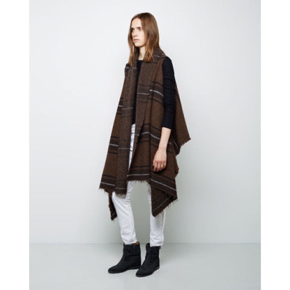 ISABEL MARANT Idoa wool mohair blend blank Kaftan Vest